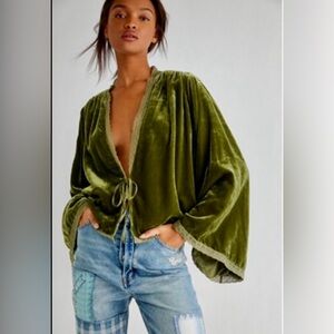 Free People Velvet Moss Bed Jacket